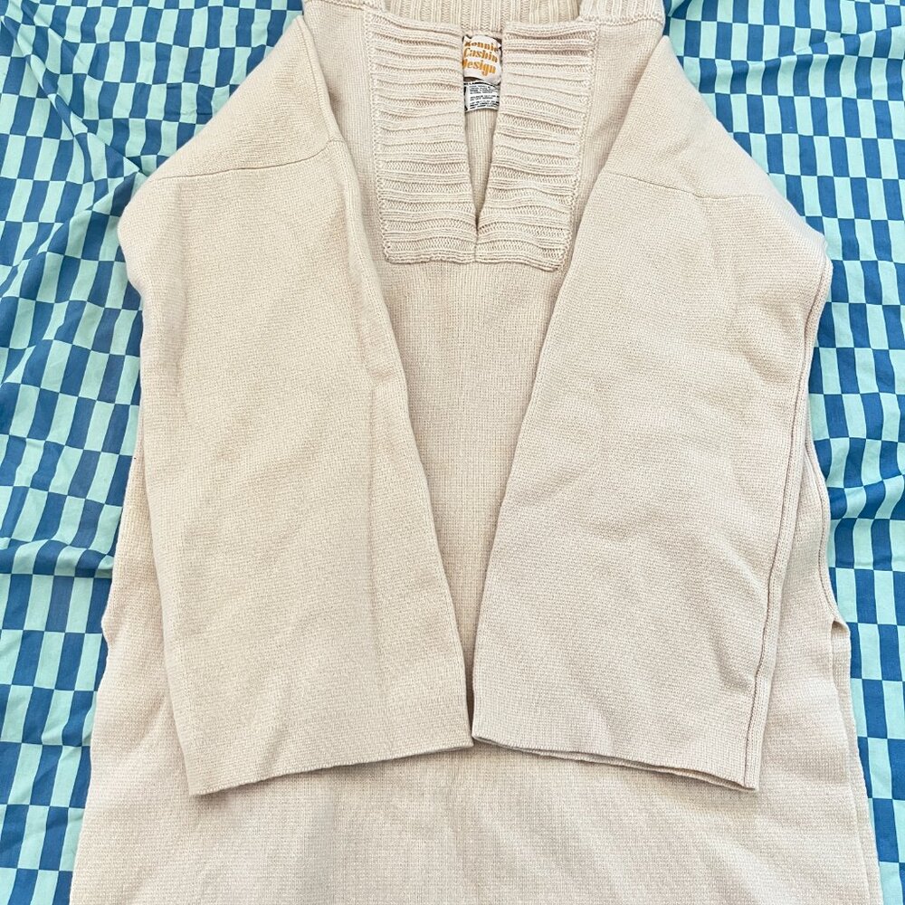 Vtg Bonnie Cashin Ivory Wool Tunic Sweater Collar Side Slits M - Picture 6 of 10